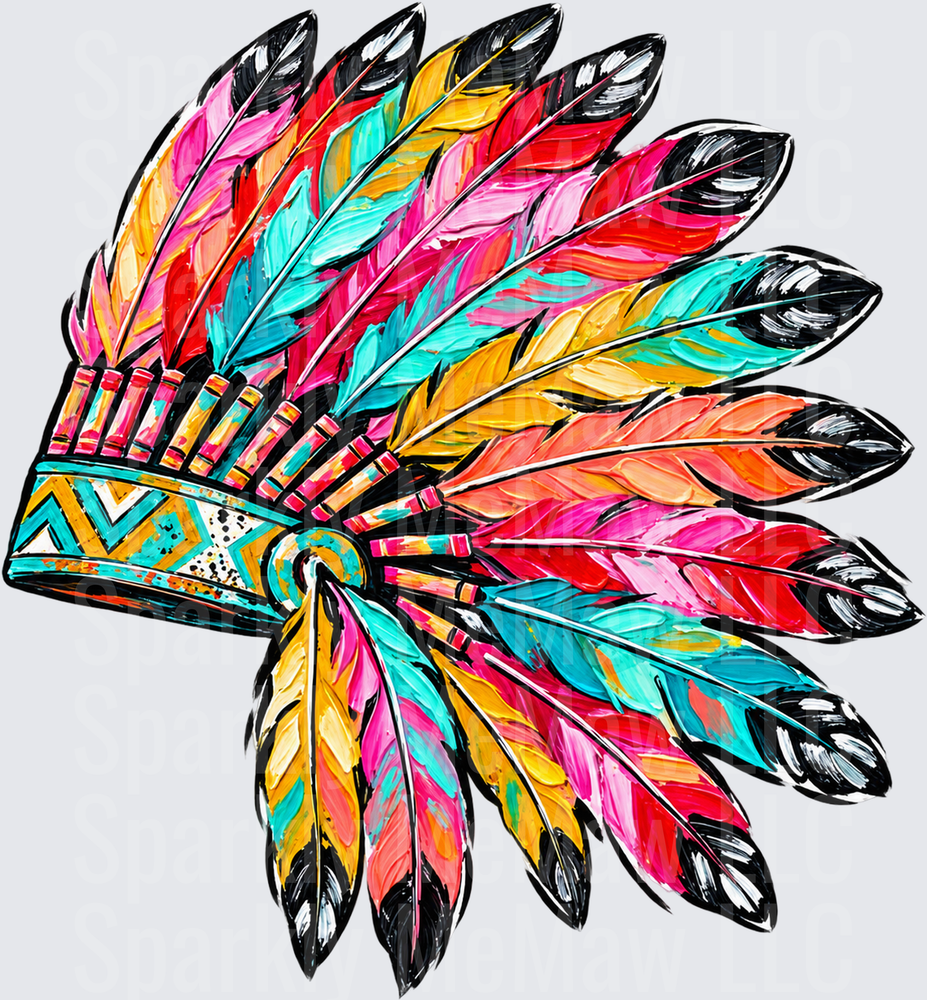 Colorful Feather Headdress UV DTF Decal