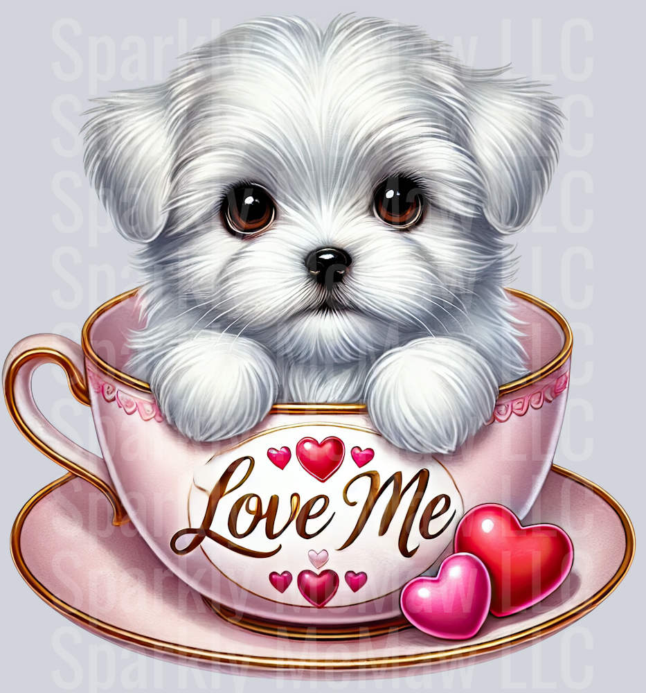 Valentines Cup Puppy 10 UV DTF Decal