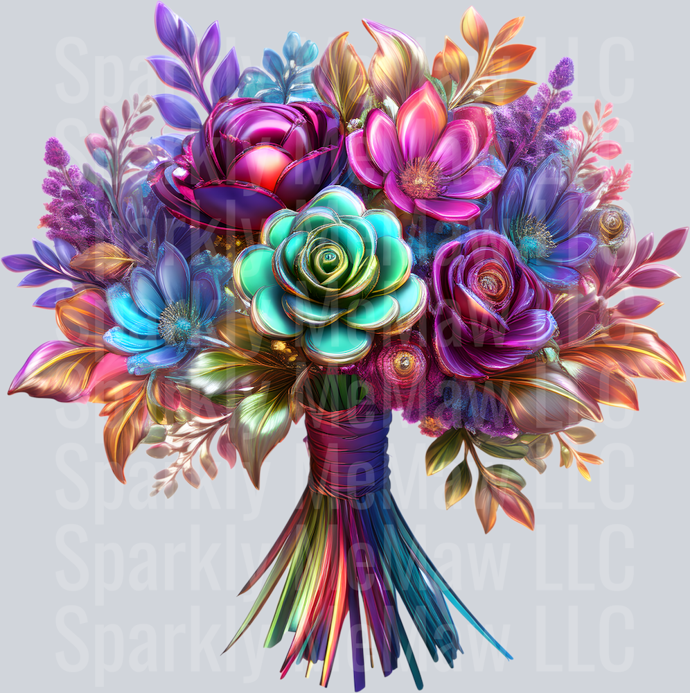 jewel tone floral clipart (132) UV DTF Decal