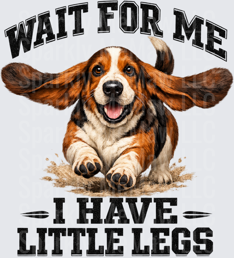Basset Hound Wait For Me DTF Transfer for Fabrics