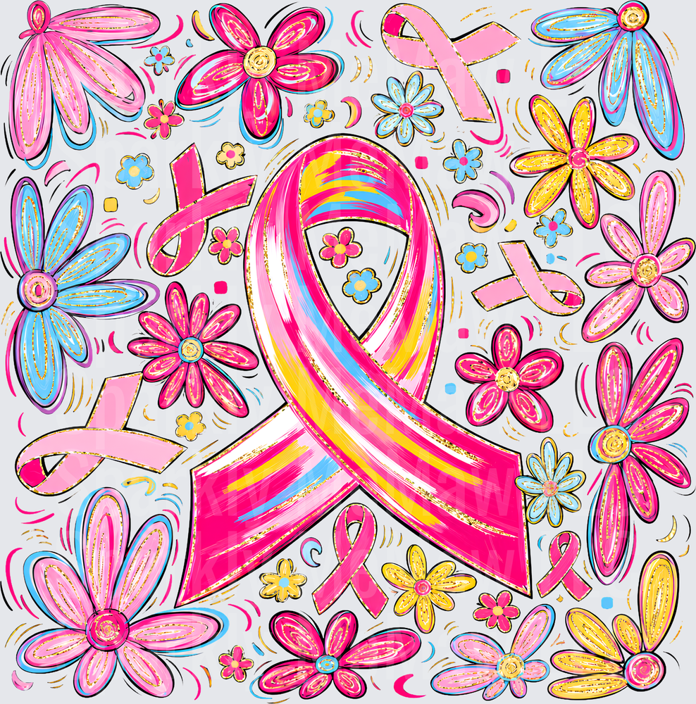 Breast Cancer Ribbon Floral Design is a UV DTF Decal