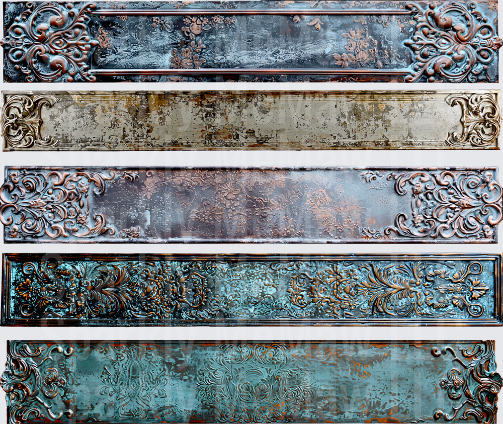Vintage Ornate Metal Panels Bundle this is a 10x10 inch sheet
