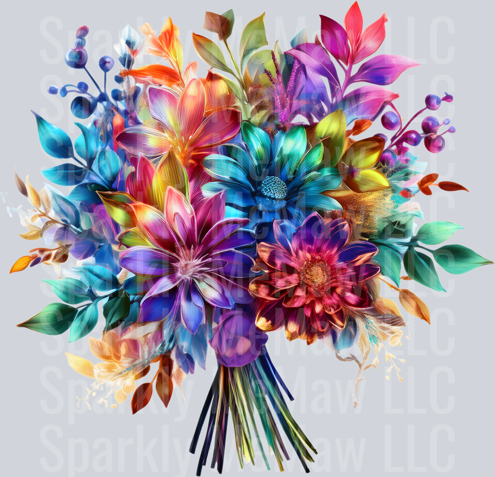 jewel tone floral clipart (80) UV DTF Decal