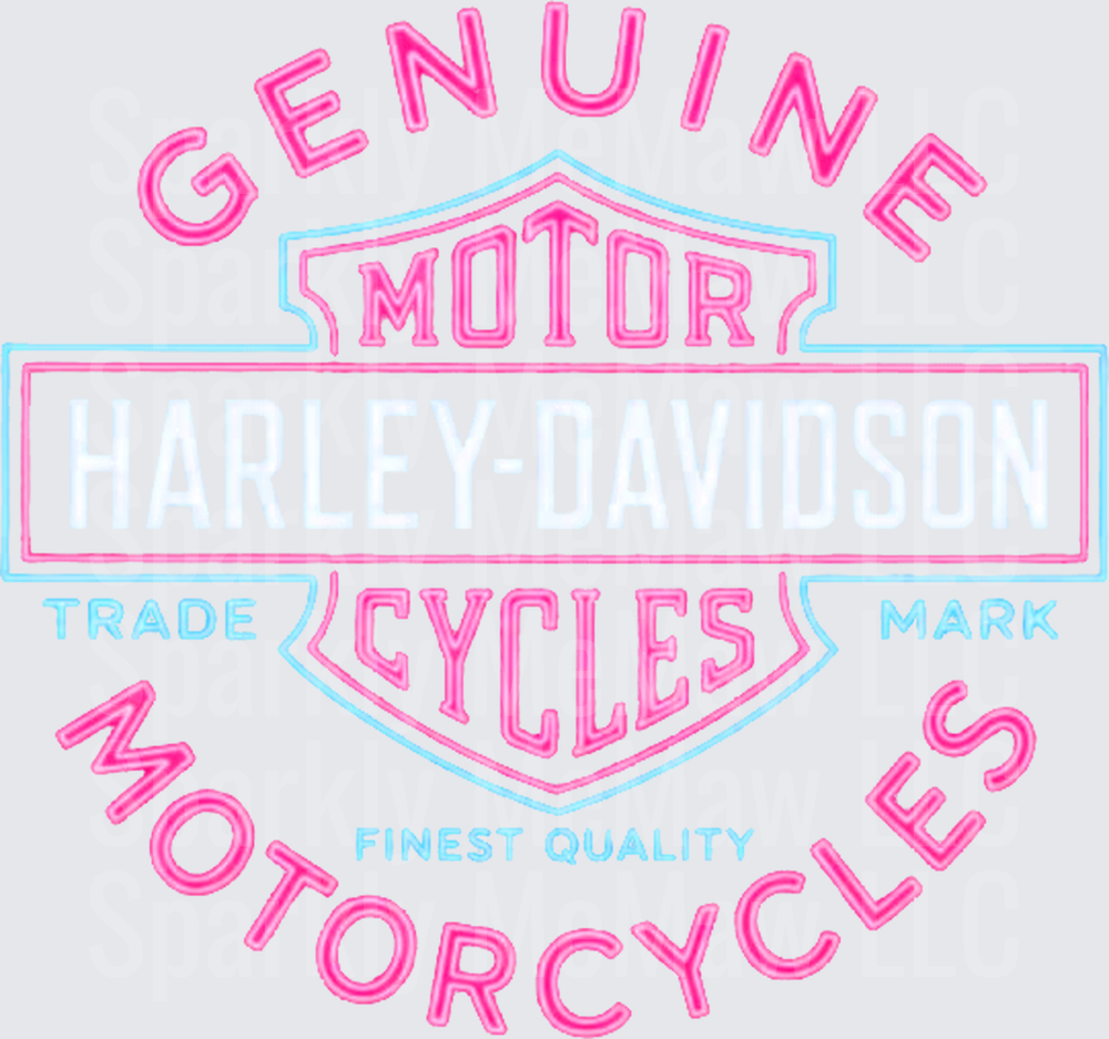Harley-Davidson Pink Neon Logo is a DTF Transfer for Fabrics