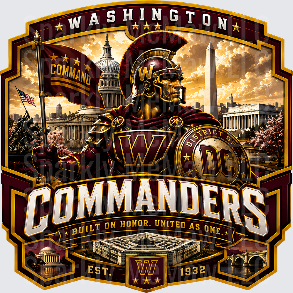 Washington Commanders Warrior DC Badge UV DTF Decal