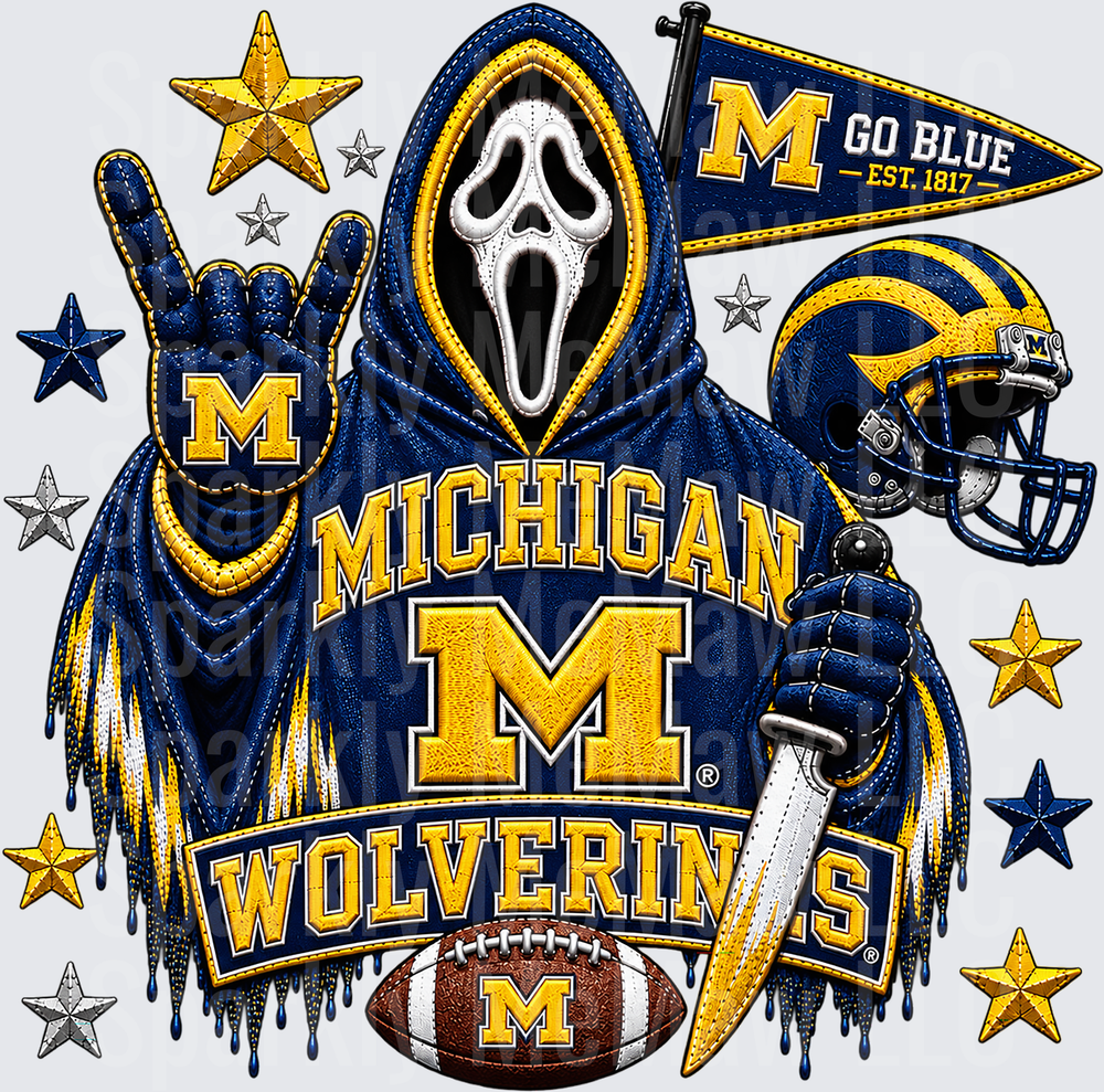 Michigan Wolverines Ghostface Horror UV DTF Decal