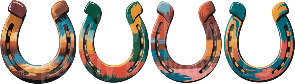 Colorful Southwestern Style Horseshoes Row UV DTF Decal