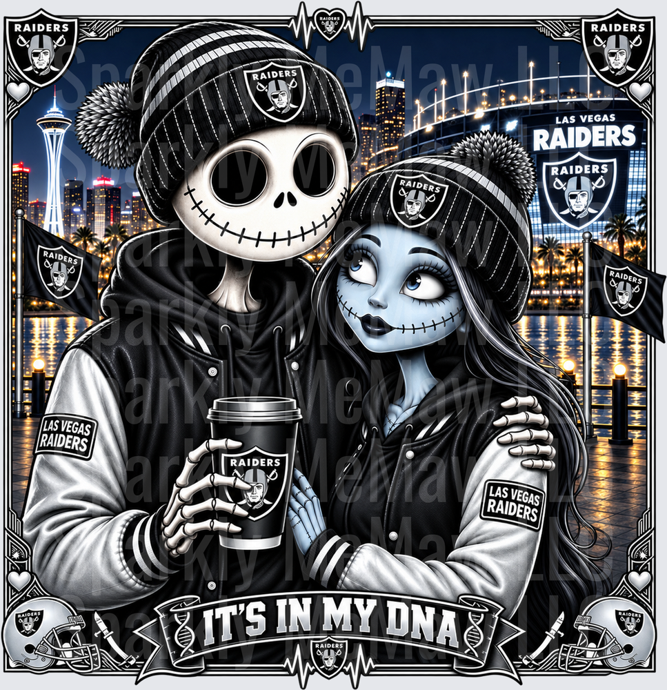 Jack and Sally Las Vegas Raiders It's In My DNA UV DTF Decal