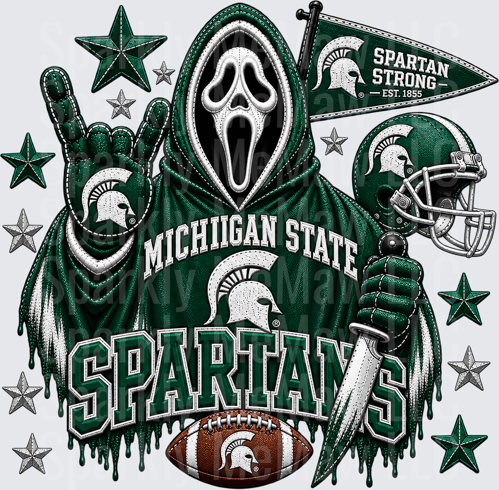 Michigan State Spartans Ghostface UV DTF Decal