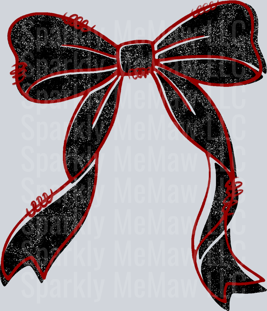 Black Glitter Bow with Red Outline UV DTF Decal