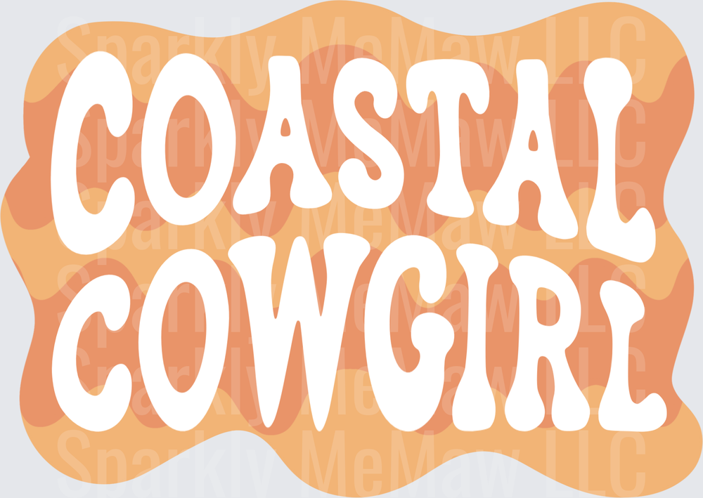 Coastal Cowgirl Orange Western Typography UV DTF Decal