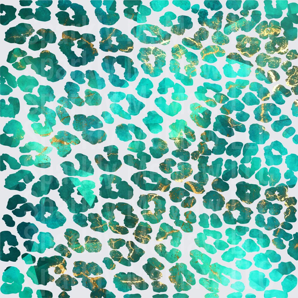Teal Gold Leopard Print Pattern - this is a 10x10 inch sheet
