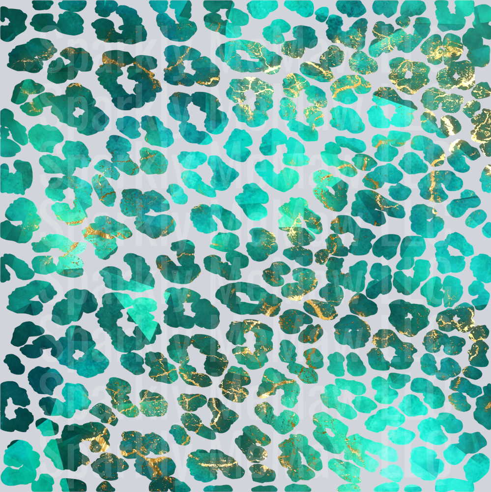 fire turquoise leopard 10x10 UV DTF Sheet