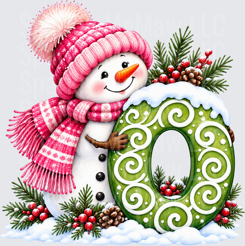 Snowman Letter O UV DTF Decal