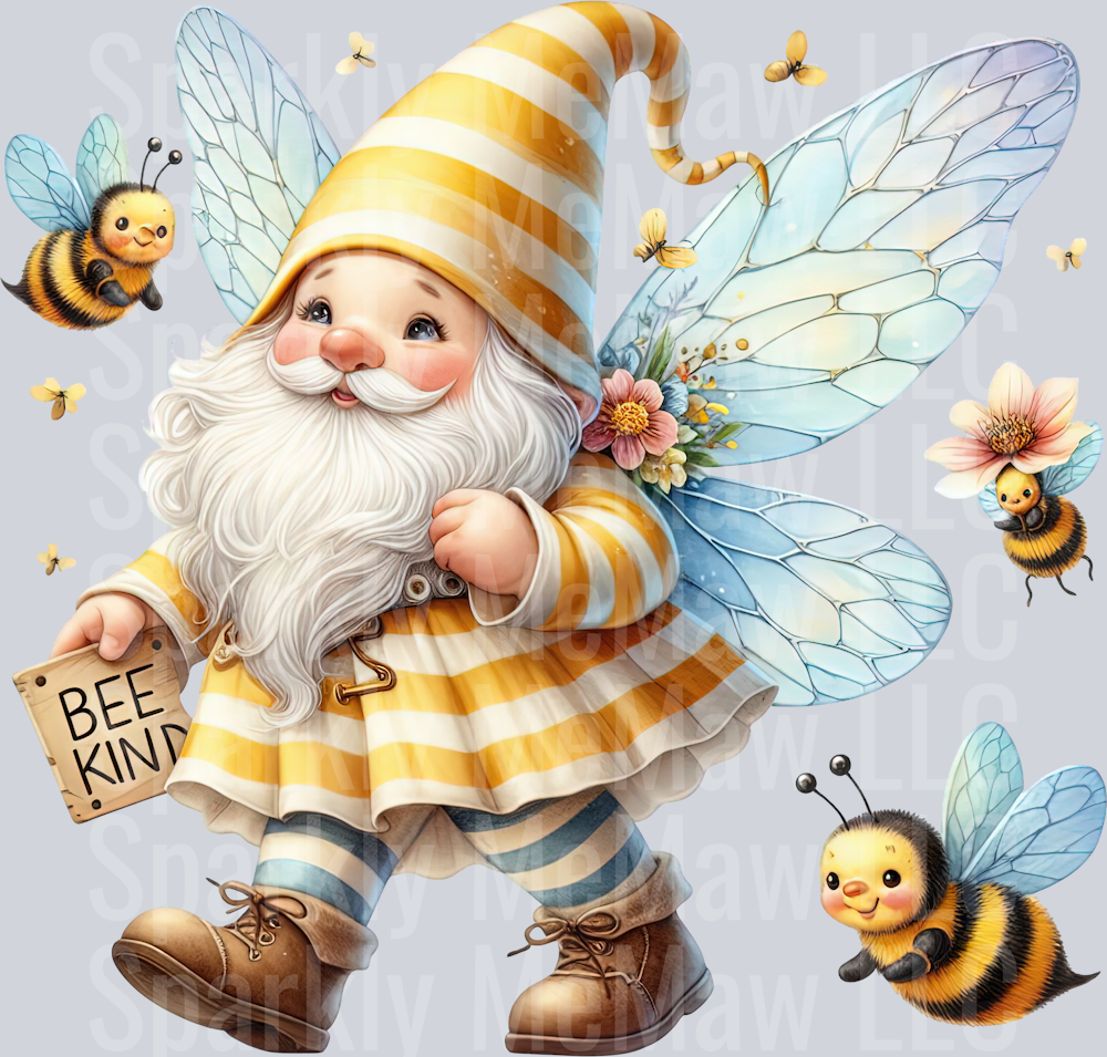 21 Bee Gnome UV DTF Clip Art Decal