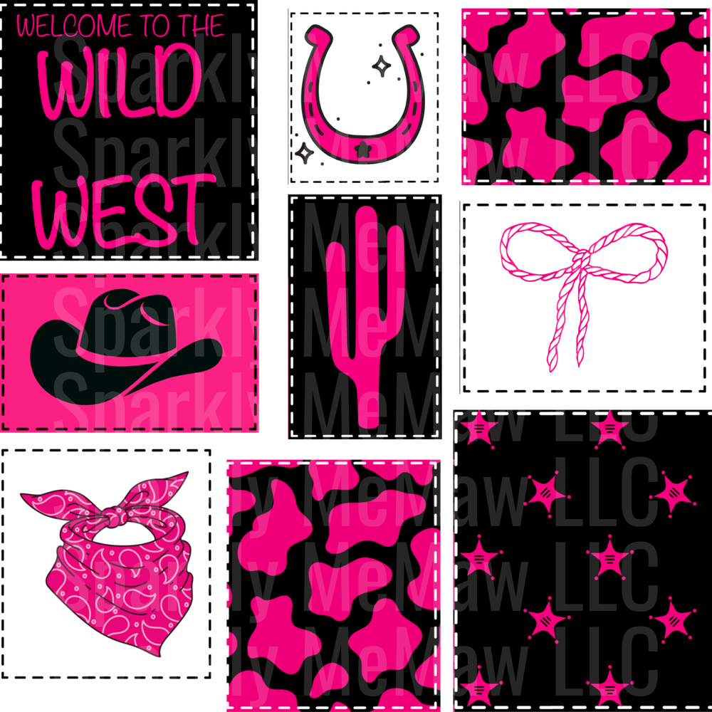 Welcome to the Wild West Patchwork UV DTF Decal Set 10x10