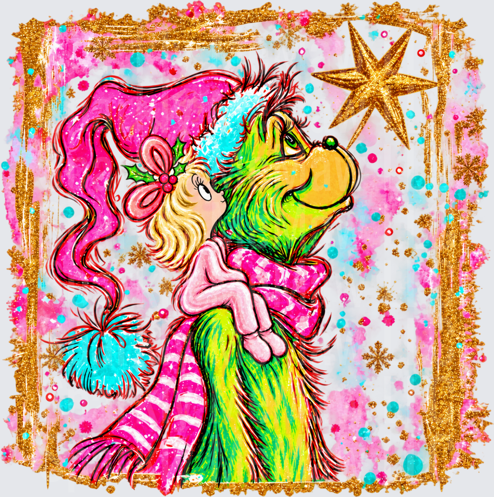 Grinch and Cindy Lou Christmas DTF Transfer for Fabrics