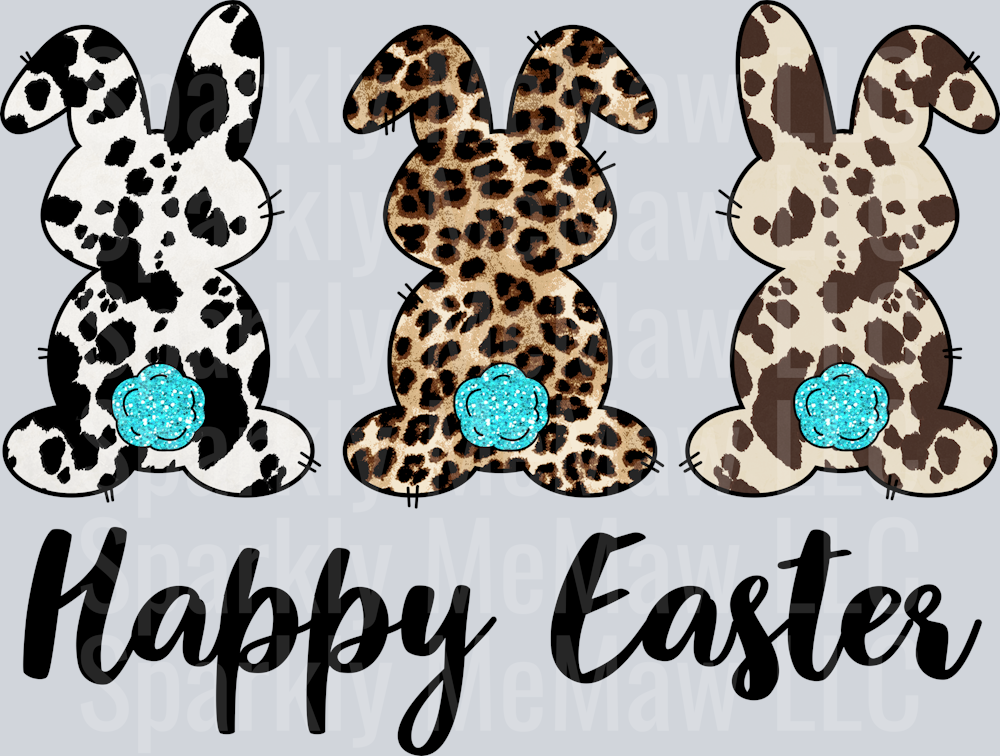Happy Easter bunny UV DTF Decal (printed in width)