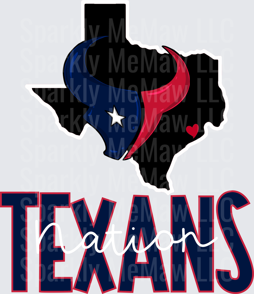 Houston Texans Nation Texas State UV DTF Decal
