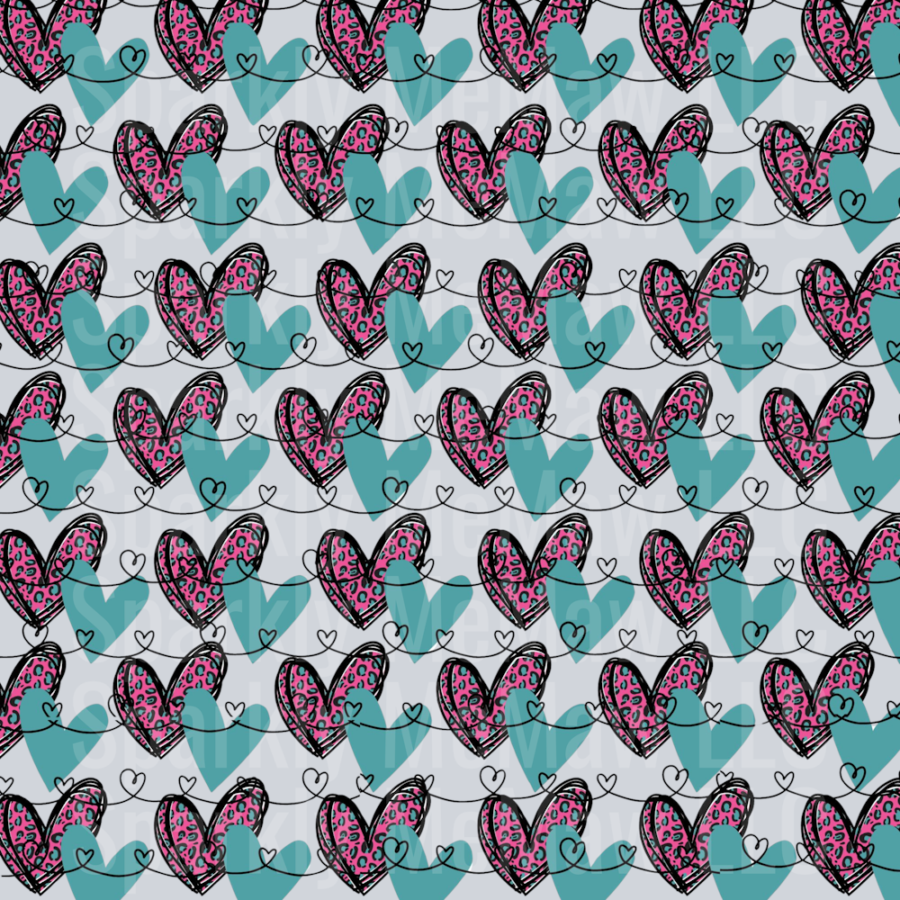 Blue with Leopard Heart 10x10 UV DTF Sheet