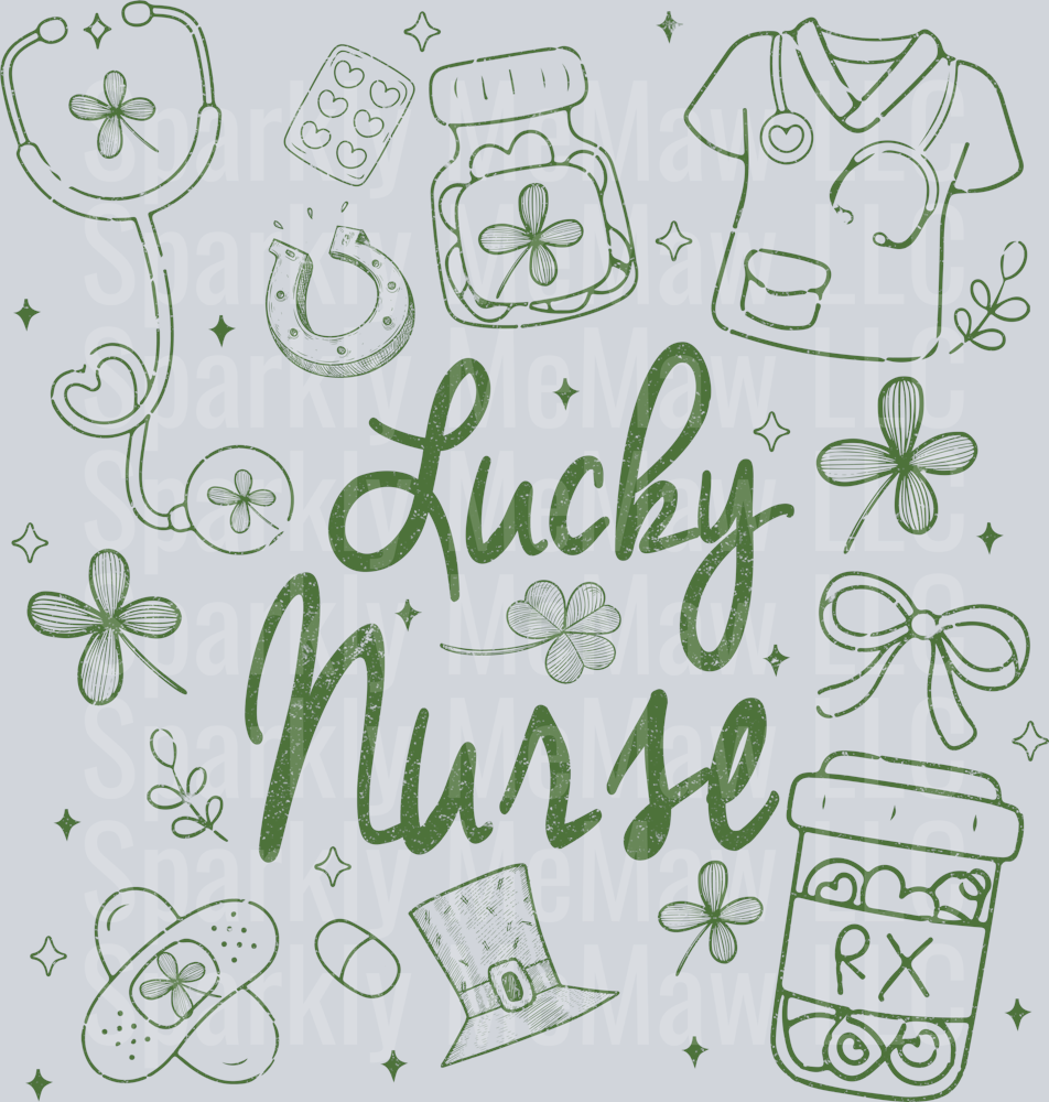 Lucky Nurse Doodles DTF Transfer (Fabrics)