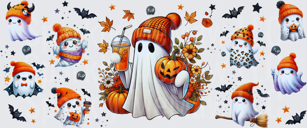Cute Halloween Ghost Gang is a UV DTF 16 OZ Wrap