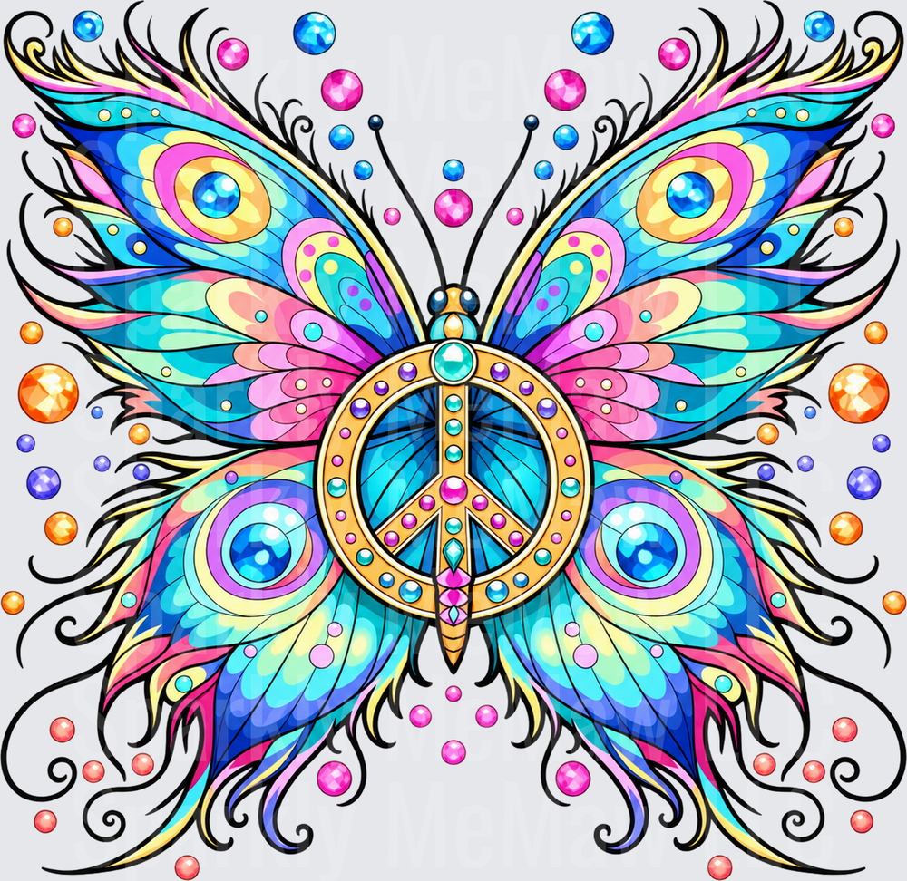 Boho Peace Butterfly is a DTF Transfer for Fabrics