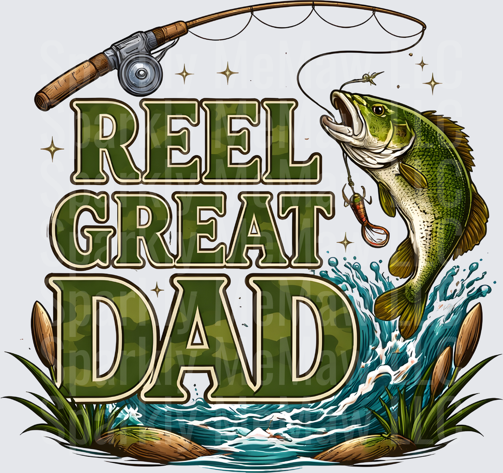 Reel Great Dad Bass Fishing Father's Day Design
