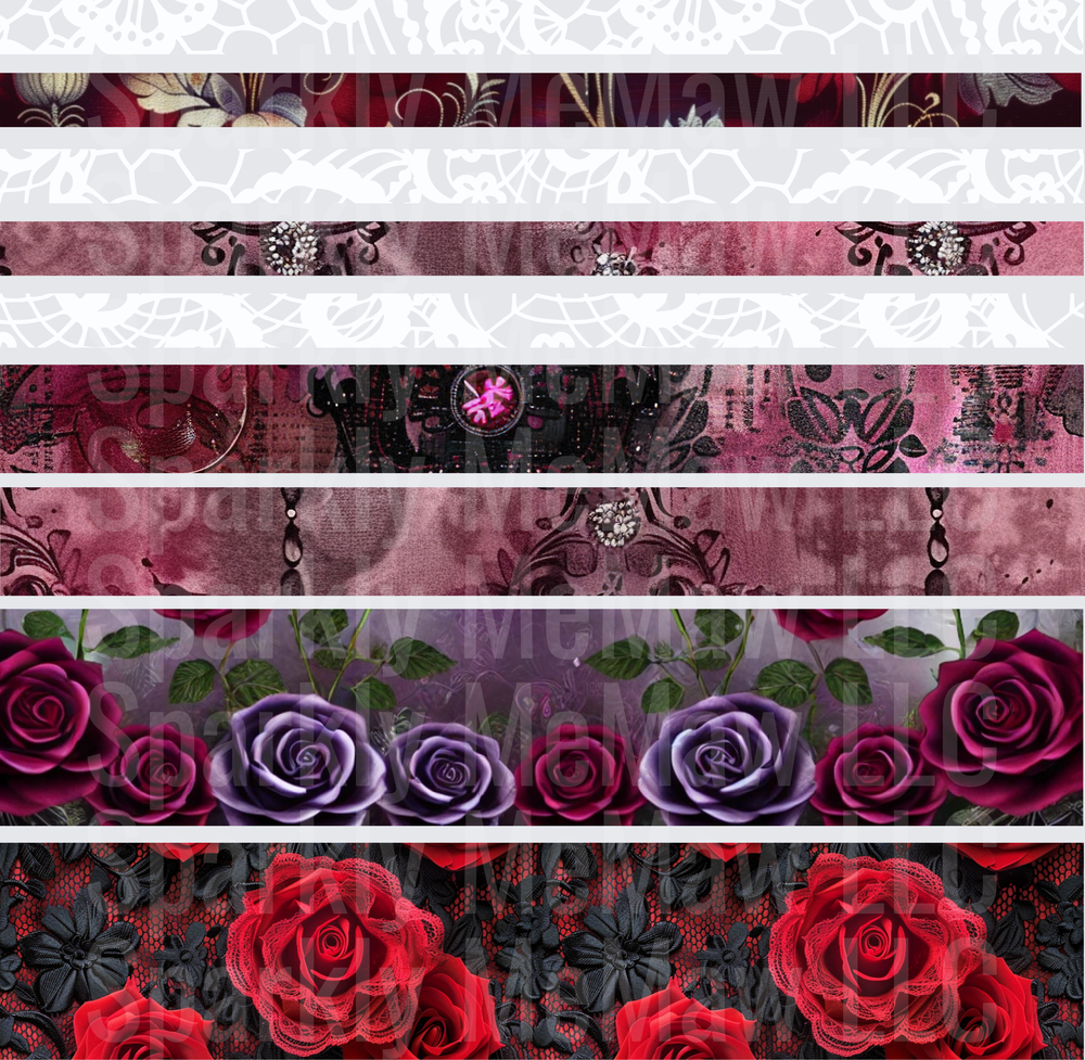 Gothic Floral Rose Bands 10x10 Inch Sheet