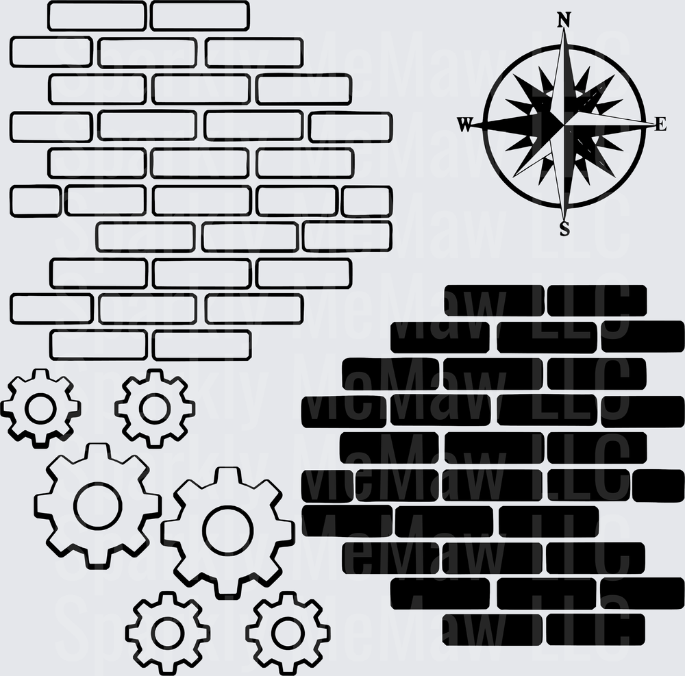 Brick Wall Gears Compass Bundle 10x10 inch sheet