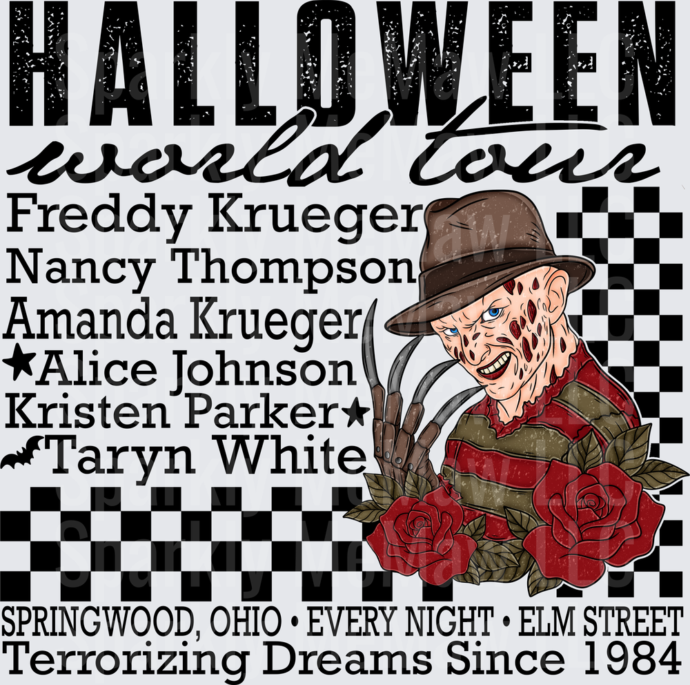 Halloween World Tour Freddy Krueger UV DTF Decal