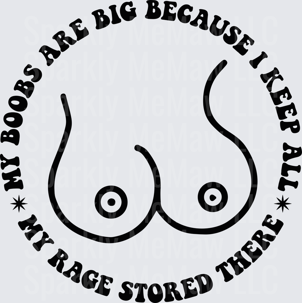 My Boobs Are Big Because I Keep All My Rage Stored There DTF Transfer for Fabric