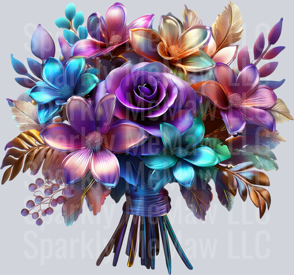 jewel tone floral clipart (31) UV DTF Decal