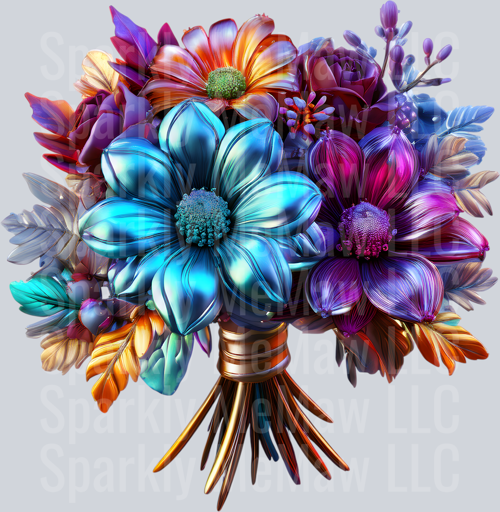 jewel tone floral clipart (151) UV DTF Decal