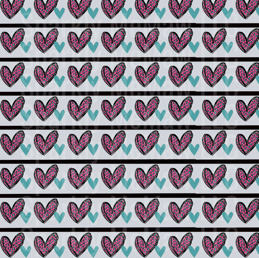 Small Pink Leopard Heart 10x10 UV DTF Sheet