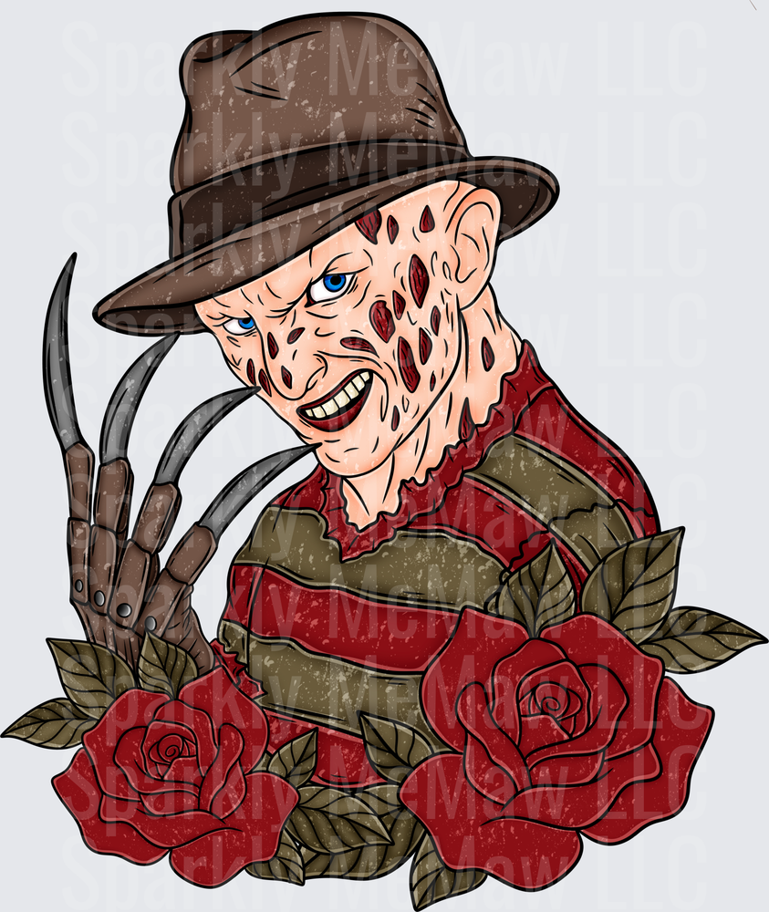 Freddy Krueger Red Roses UV DTF Decal