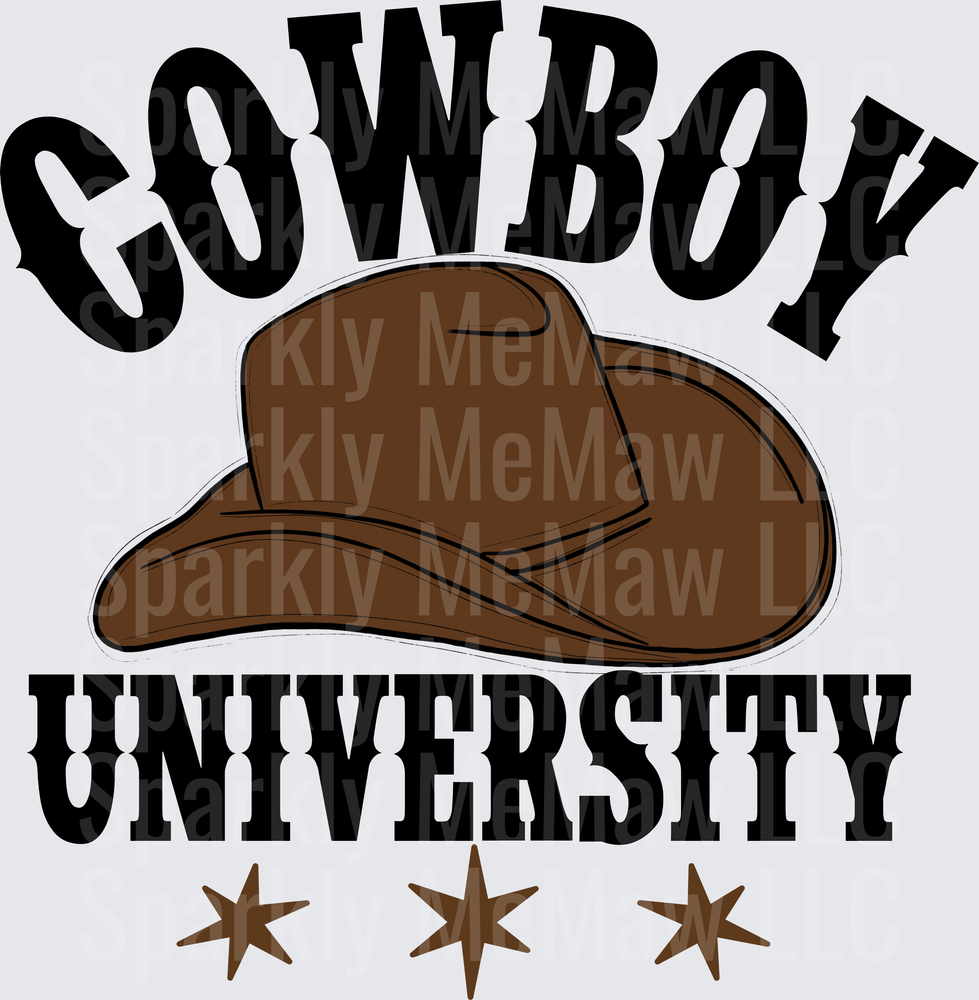 Cowboy University Western Hat Design UV DTF Decal