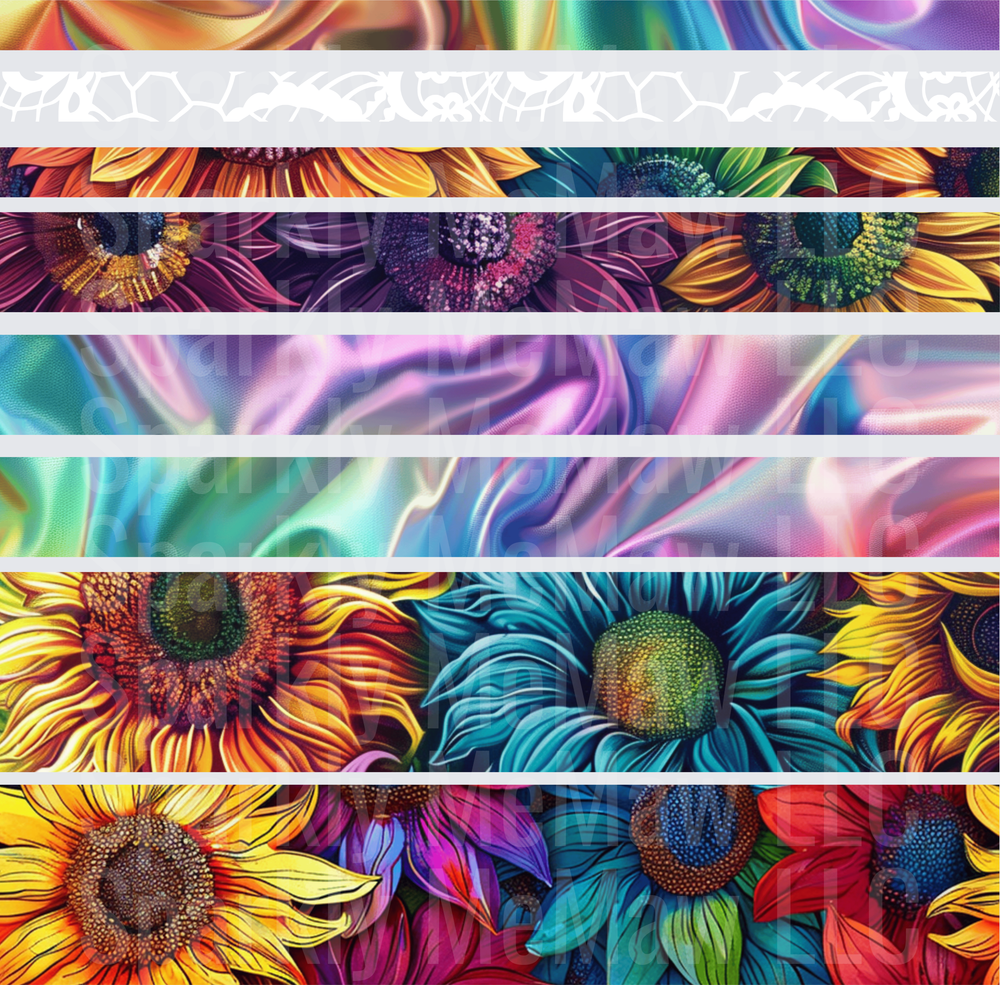 Vibrant Sunflowers Holographic Silk 10x10 inch sheet