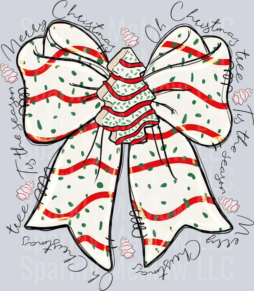 Christmas tree cakes Bow UV DTF Decal