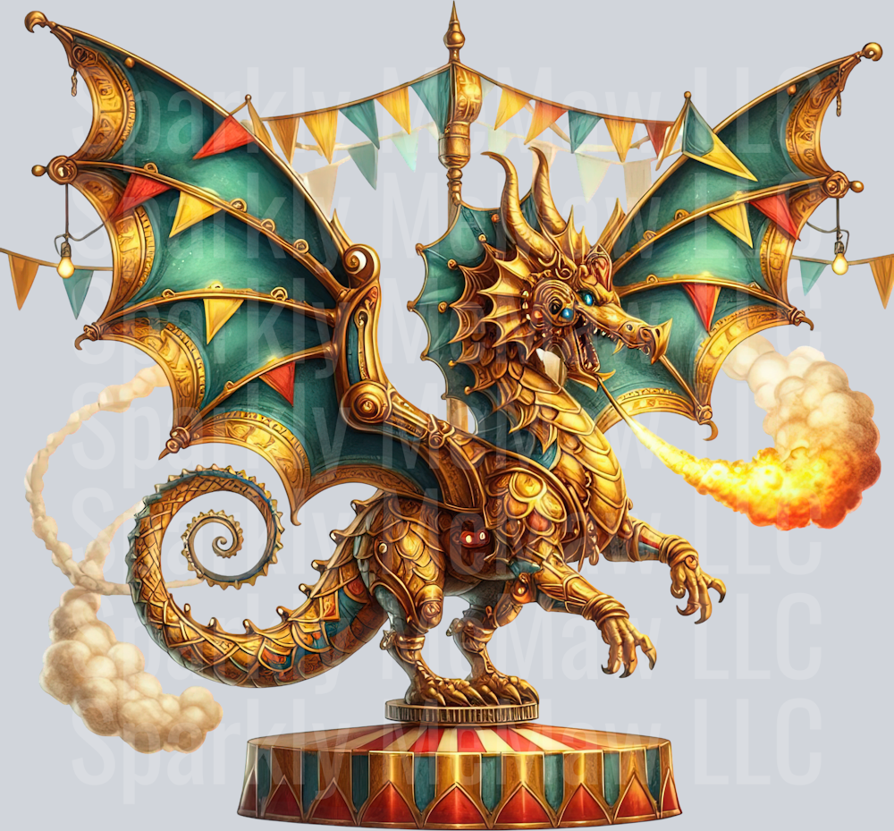 23 Steampunk Dragon UV DTF Clip Art Decal