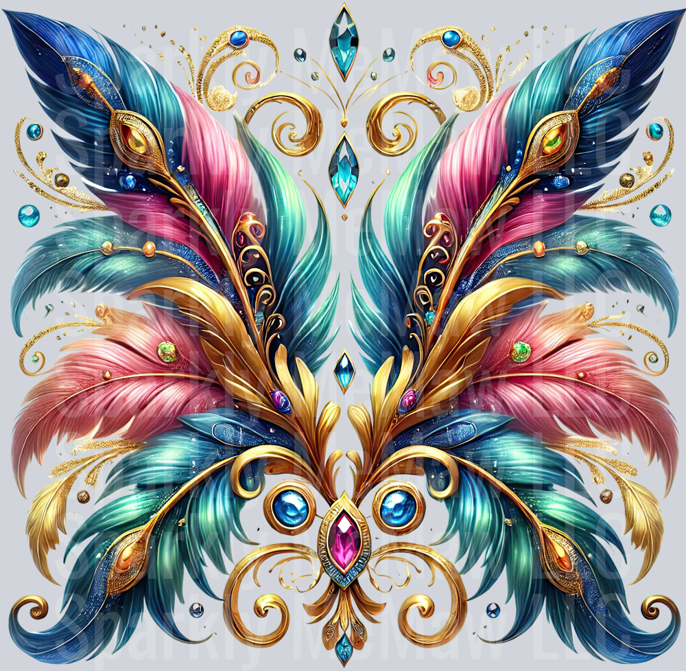 2 Fancy Feathers UV DTF Clip Art Decal