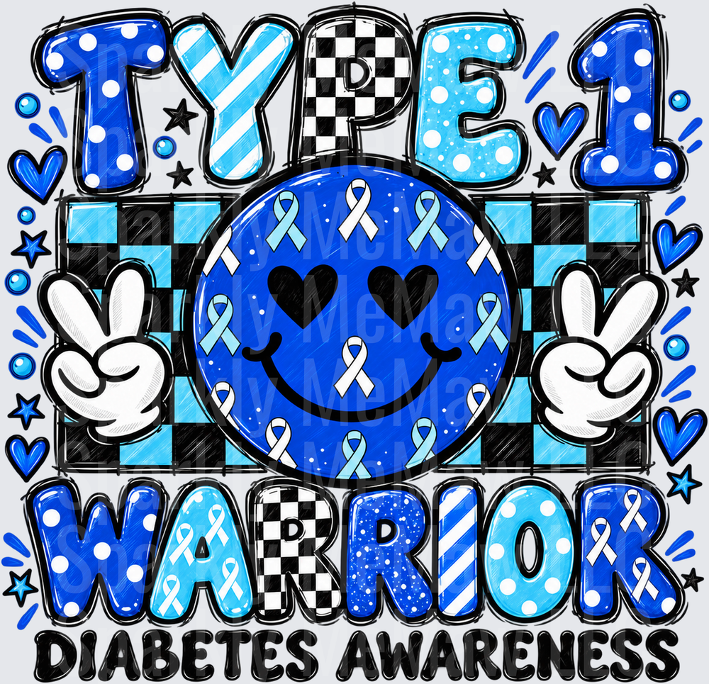 Type 1 Diabetes Warrior Awareness UV DTF DECAL (HARD SMOOTH SURFACE)