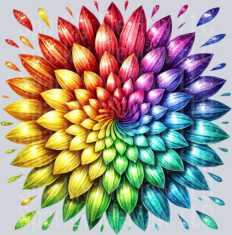 1 Rainbow Sunflower UV DTF Clip Art Decal