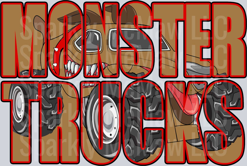 monster truck dog UV DTF Decal