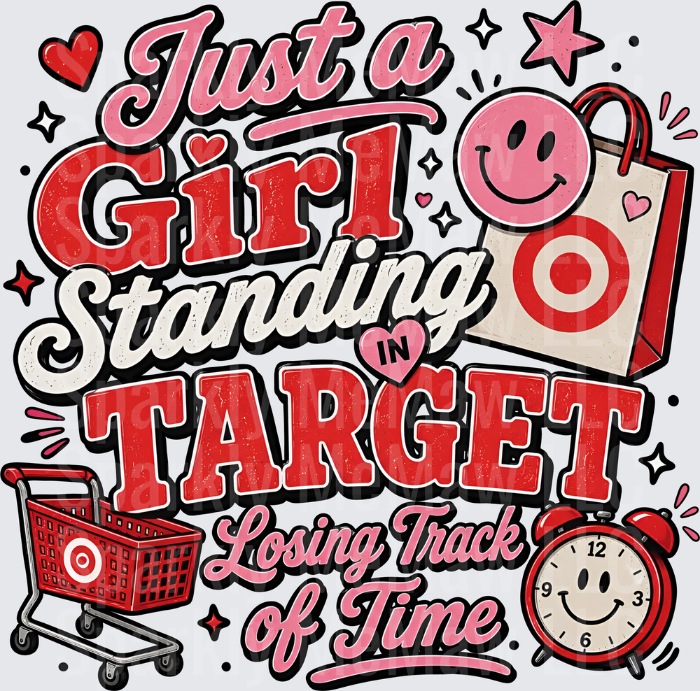 Just a Girl Standing in Target Losing Track of Time UV DTF Decal