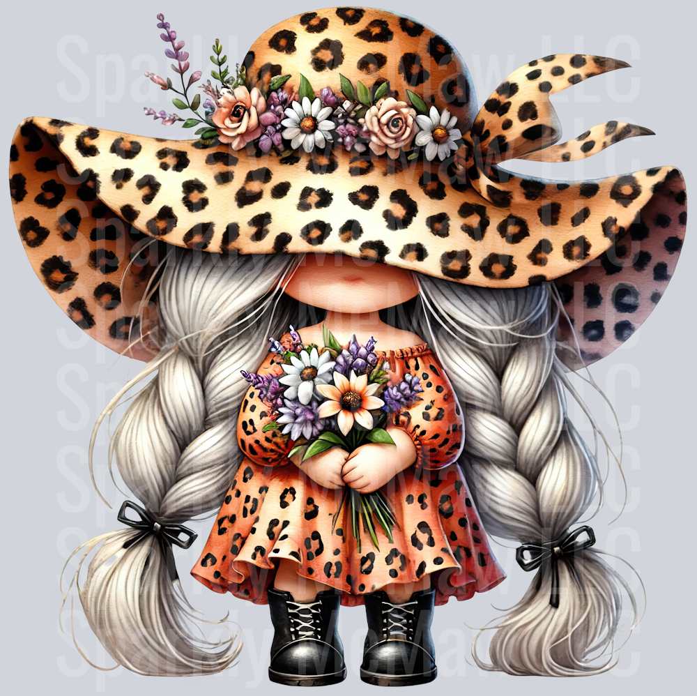 27 Leopard Print Gnome Girls Clipart Decal