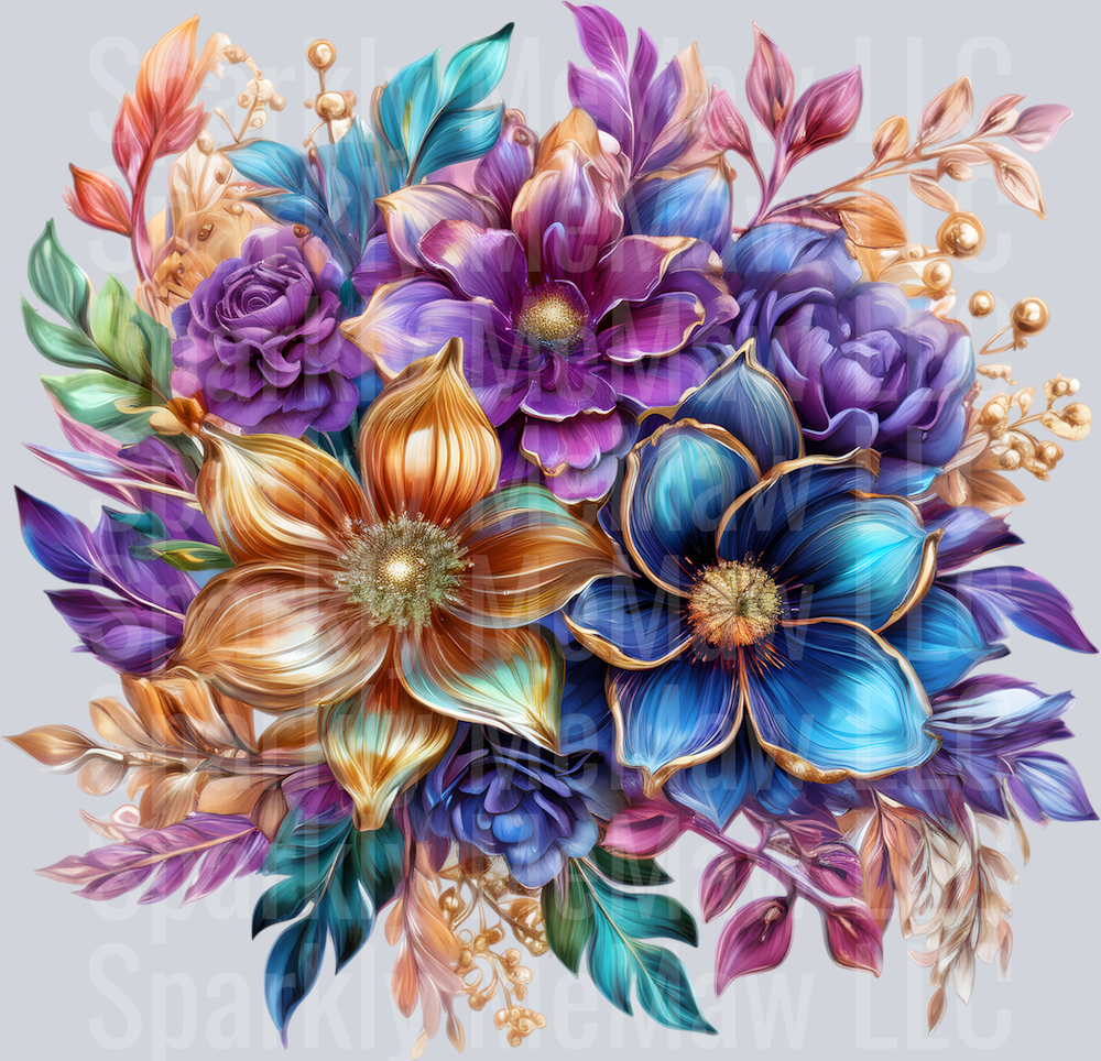 jewel tone floral clipart (79) UV DTF Decal