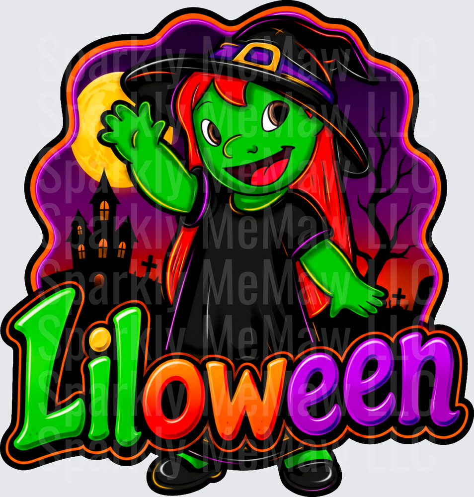 Cute Green Witch Halloween UV DTF Decal