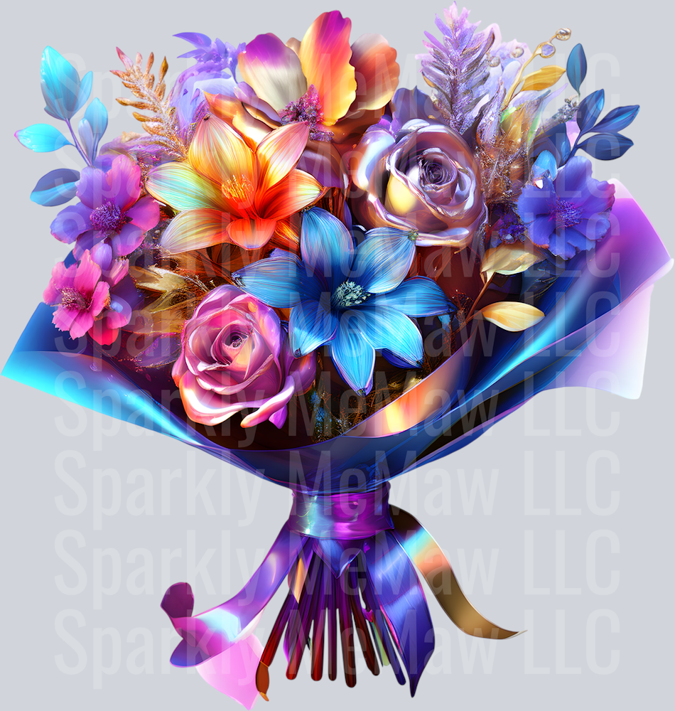 jewel tone floral clipart (64) UV DTF Decal