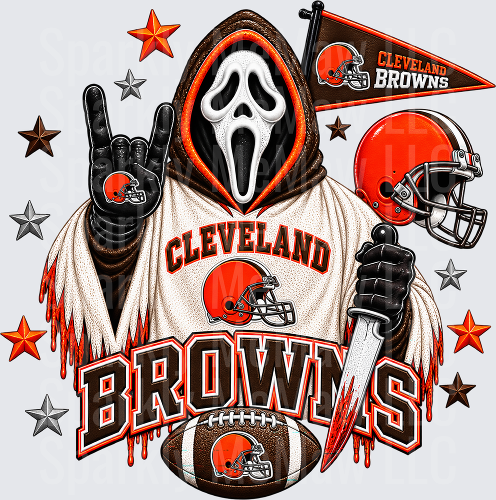 Ghostface Cleveland Browns Halloween UV DTF Decal